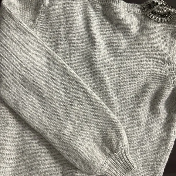 White House Black Market Embellished Gray Sweater - Picture 9 of 10